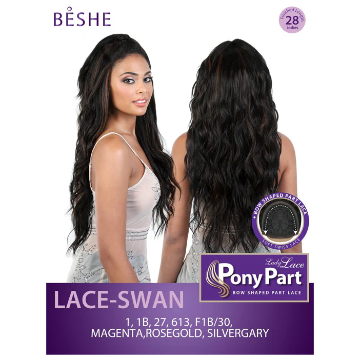 Beshe Pony Part Bow Shaped Swiss Lace Front Wig - SWAN - Image 5