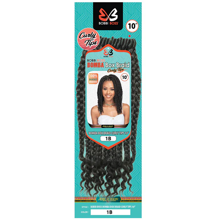 Bobbi Boss African Roots Bomba Pre-Looped Crochet Braids - BOX BRAID CURLY TIPS 10" - Image 3