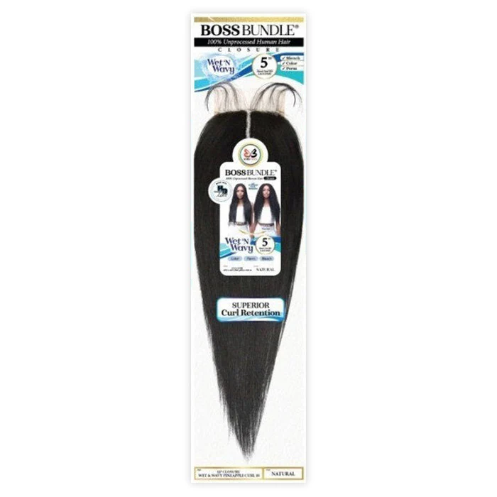 Bobbi Boss Bundle 100% Unprocessed Wet & Wavy 5" Lace Part Closure - WW PINEAPPLE CURL 12" - Image 2