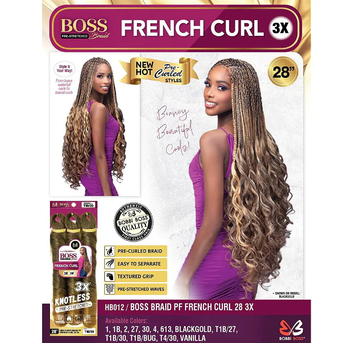 Bobbi Boss Knotless Pre-Stretched Braid - 3X FRENCH CURL 28" - Image 6