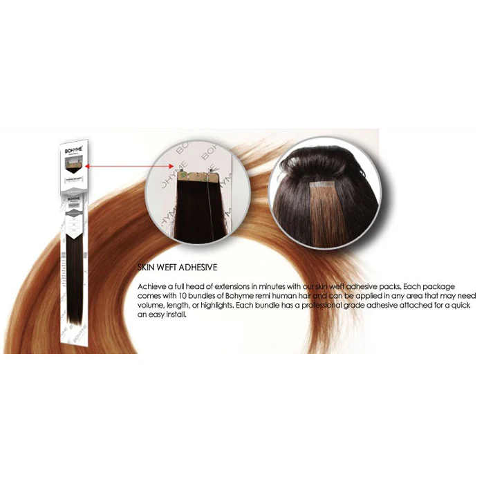 Bohyme 100% Remi Human Hair TAPE IN Extension Weave - SILKY STRAIGHT 16-26" - Image 2
