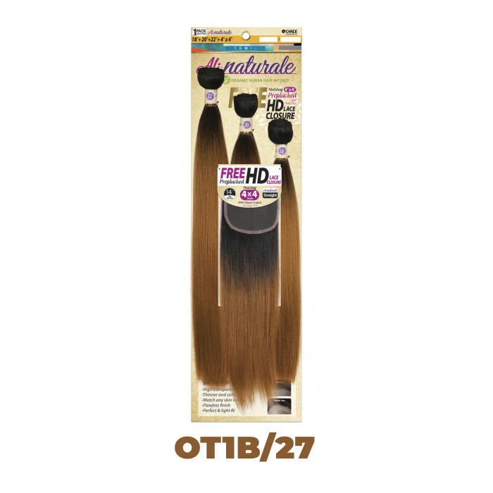 Chade AliNaturale Weave + HD Lace 4X4 Closure 14" - STRAIGHT 18/20/22" - Image 2