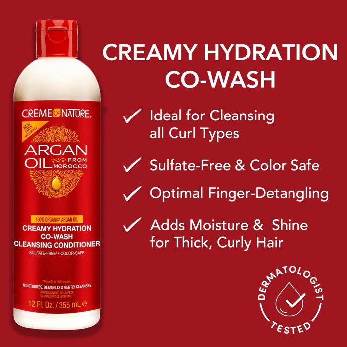 Creme of Nature Argan Oil from Morocco Creamy Hydration Co-Wash Cleansing Conditioner 12 Oz - Image 2