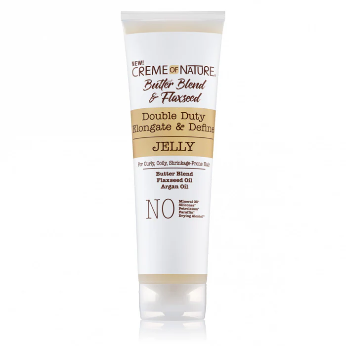 Crème of Nature Double Duty Elongate & Define Jelly Hydrates Detangles - BUTTER BLEND & FLAXSEED 8.4oz