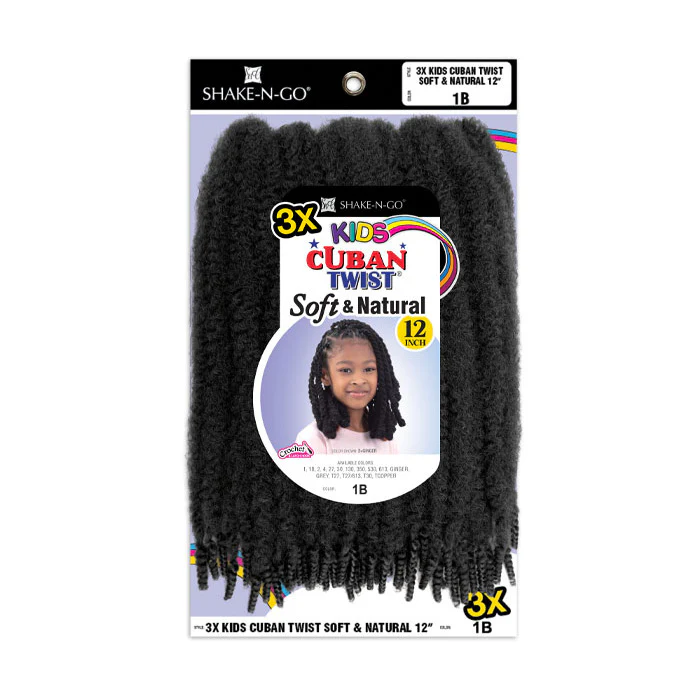 Equal by Shake N Go Crochet Braids 3x Kids Cuban Twist - SOFT & NATURAL 12" - Image 3