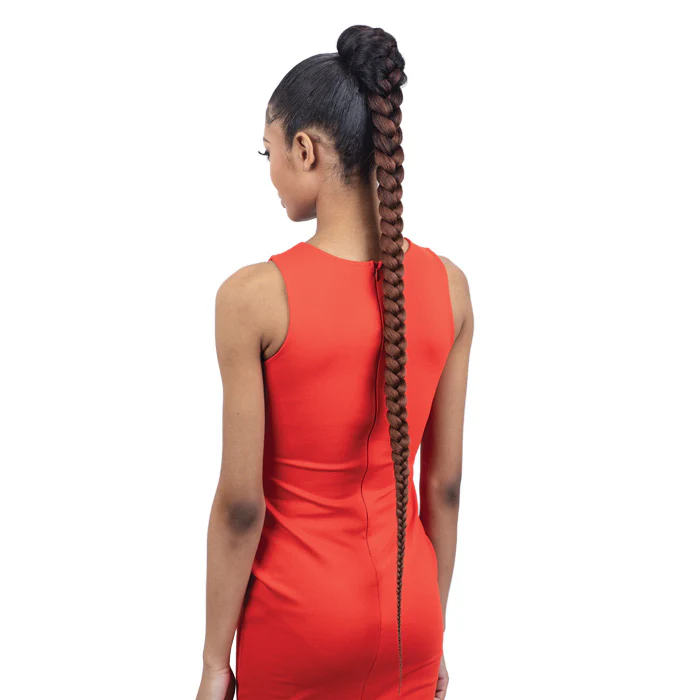 Freetress Equal Drawstring Ponytail - Pre-Stretched Braided Ponytail 38" - Image 4
