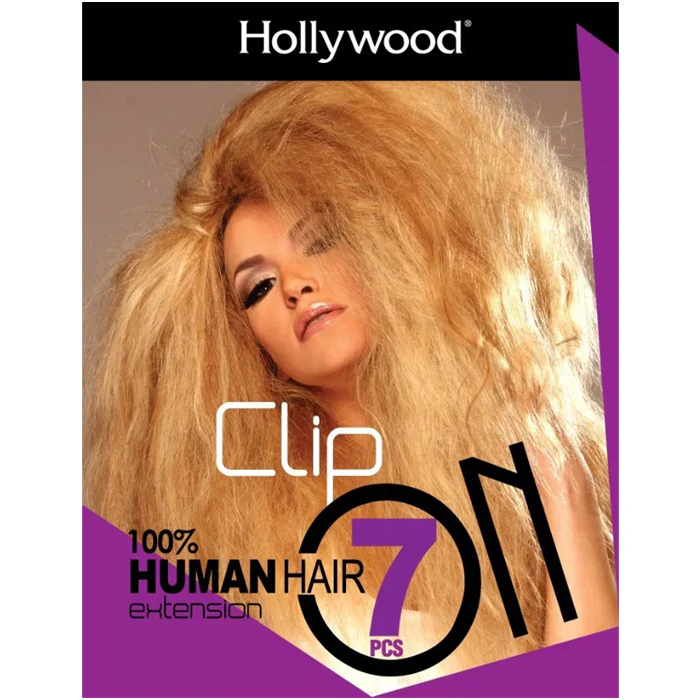 Hollywood Clip On-7 100% Human Hair Extension Weave - STRAIGHT 7 Pcs (14/18/20") - Image 3
