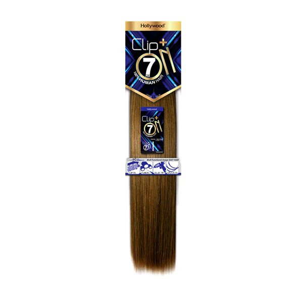 Hollywood Plus Clip On-7 100% Human Hair Weaves Extension - YAKI 7 Pcs 14-22"