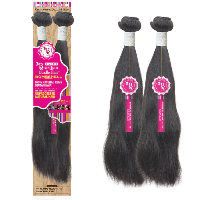 Janet Collection Bombshell Brazilian Bundle 100% Unprocessed Natural Remy Human Hair Weave - NATURAL WVG 16"-28"(2 Pcs) - Image 3