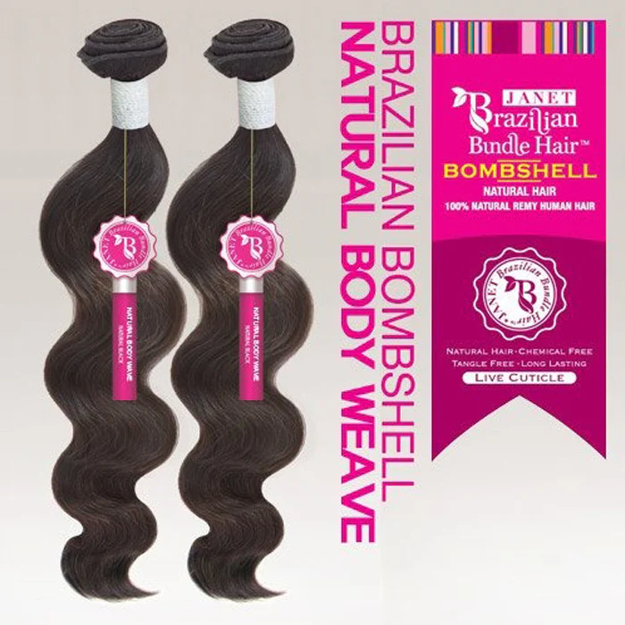 Janet Collection Bombshell Brazilian Bundle 100% Remy Human Hair Weave - NATURAL BODY WAVE 16"-24" (2 Pcs) - Image 3
