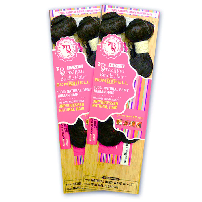 Janet Collection Bombshell Brazilian Bundle 100% Remy Human Hair Weaves - NATURAL BODY WAVE 14-20" - Image 2