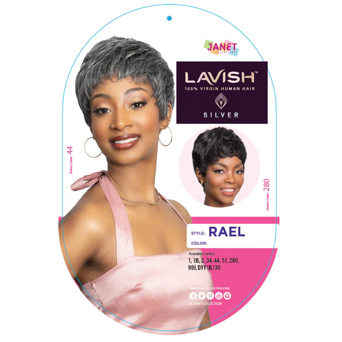 Janet Collection Lavish 100% Virgin Human Hair Silver Full Wig - RAEL - Image 4
