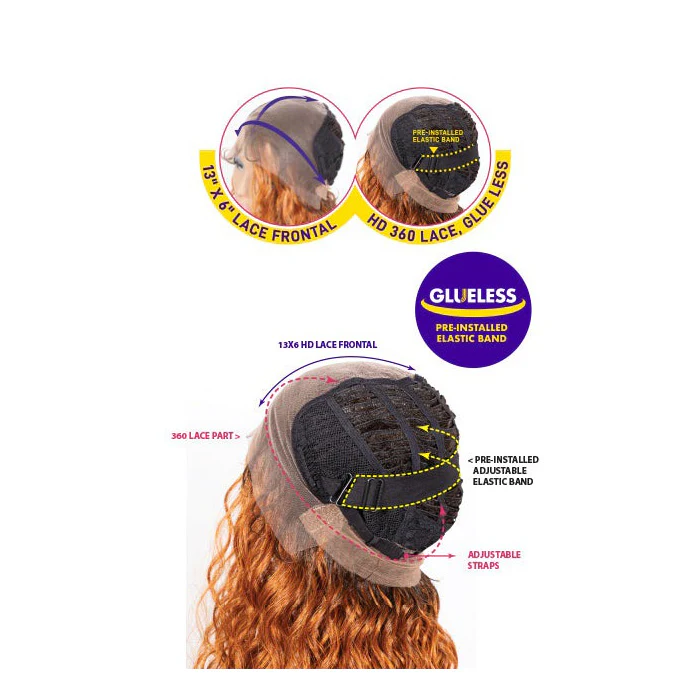 Janet Collection Melt Glueless Human Hair Mix 360 HD 13x6 Frontal Lace Wig - TUPI - Image 11