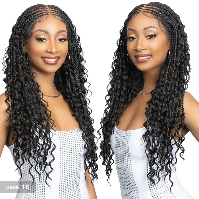 Janet Collection Melt Human Hair Blend Glueless 360 HD 13x6 Lace Front Wig - BOHO BOX BRAID 28" - Image 3
