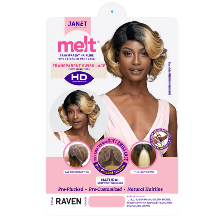 Janet Collection Melt Swiss Lace Extended Part HD Lace Front Wig - RAVEN - Image 4