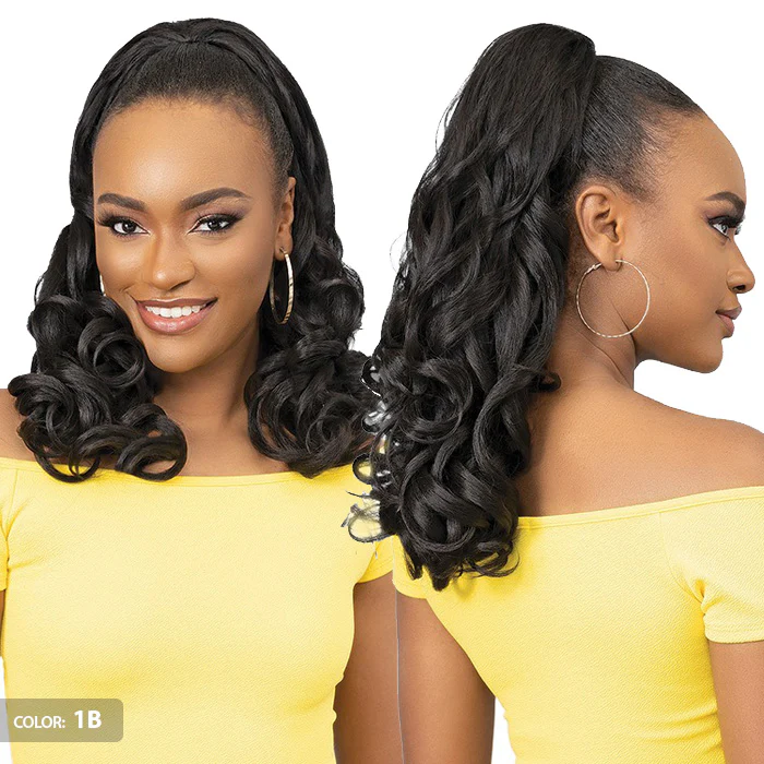 Janet Collection Noir Everytime Drawstring Ponytail - MANDARIN - Image 4