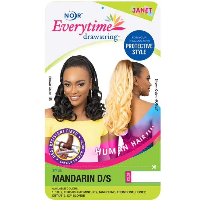 Janet Collection Noir Everytime Drawstring Ponytail - MANDARIN - Image 5