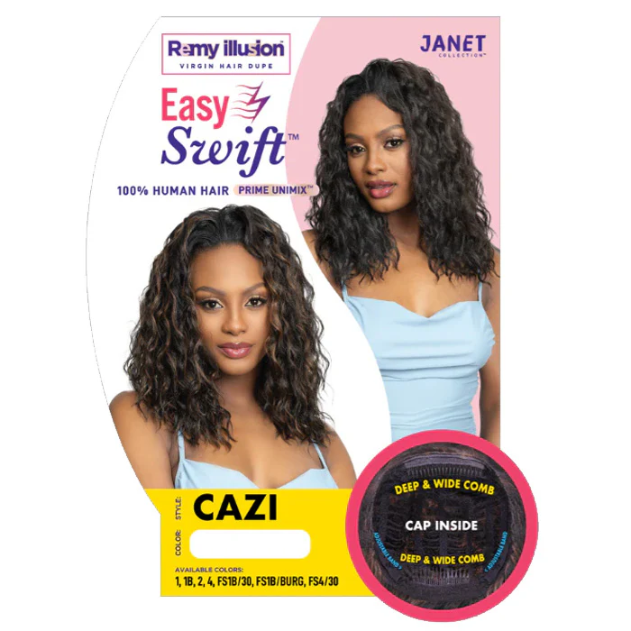 Janet Collection Remy Illusion Easy N Swift 100% Human Hair Blend Half Wig - CAZI - Image 4