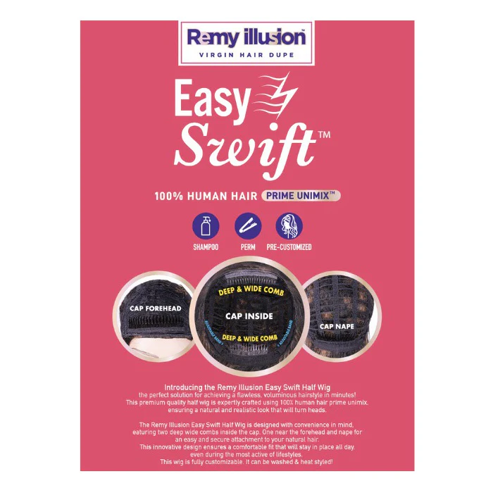 Janet Collection Remy Illusion Easy N Swift 100% Human Hair Prime Unimix Half Wig - WACO - Image 6