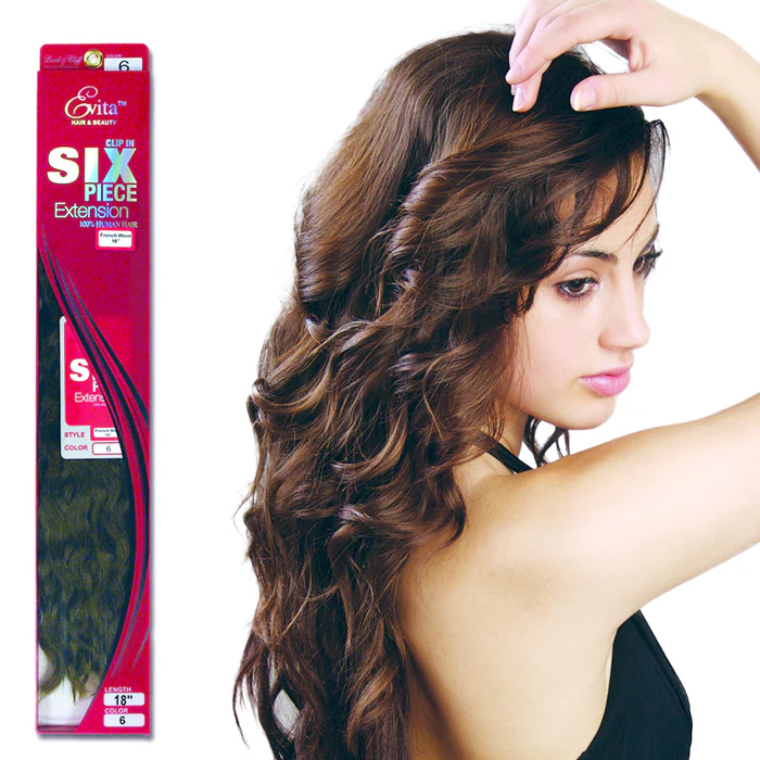 Lord & Cliff Evita 100% Human Hair Clip-In Extension Weave - FRENCH WAVE 6 PCS 18"