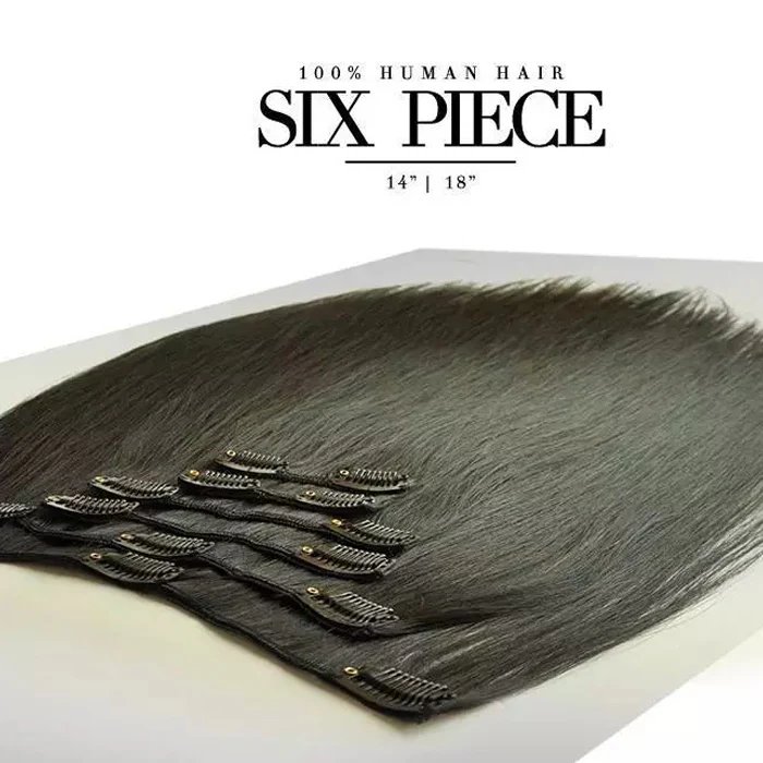 Lord & Cliff Evita 100% Human Hair Clip-In Extension Weave - STRAIGHT 6 PCS 14"/18" - Image 6