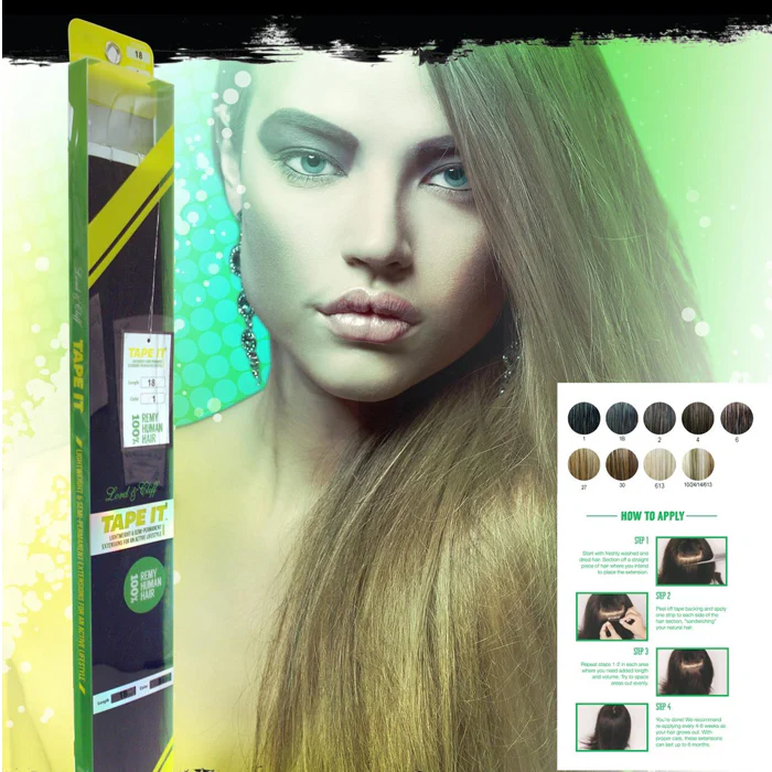 Lord & Cliff Tape-It 100% Remy Human Hair Extensions Weave - SILKY STRAIGHT 18" - Image 5