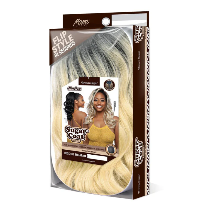 Mane Concept Brown Sugar Coat Human Hair Blend Half Wig - BSSC104 SUGAR 04 - Image 5