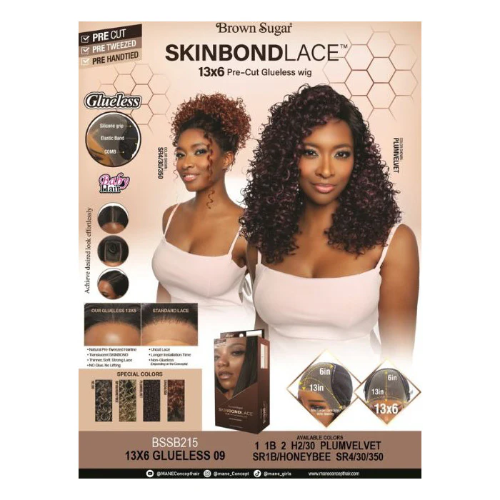 Mane Concept Brown Sugar SkinBond Lace Glueless HD 13X6 Lace Front Wig - BSSB215-GLUELESS 09 - Human Hair Blend - Image 6