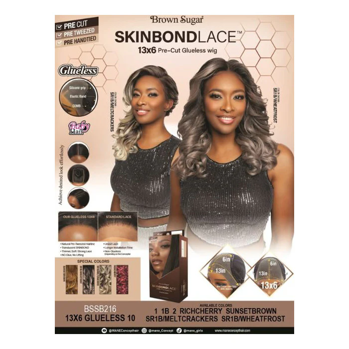 Mane Concept Brown Sugar SkinBond Lace Glueless HD 13X6 Lace Front Wig - BSSB216-GLUELESS 10 - Human Hair Blend - Image 5