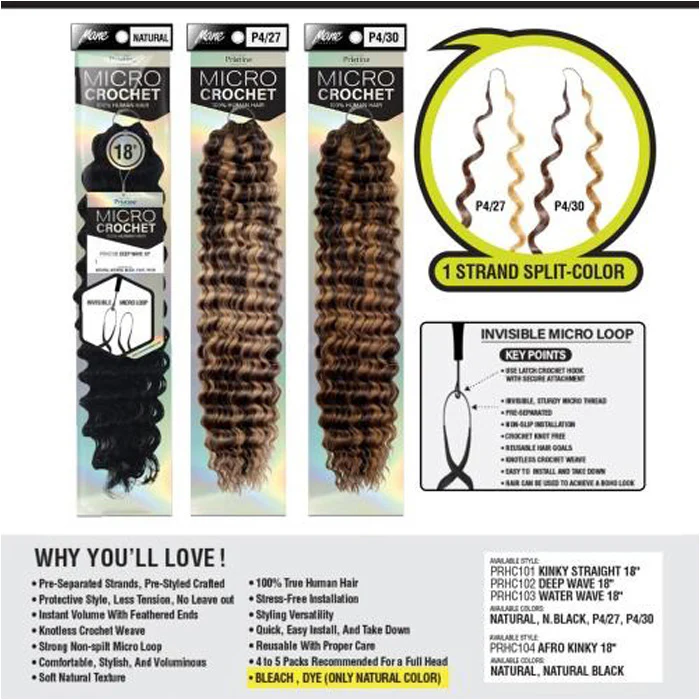Mane Concept Pristine Micro Crochet 100% Human Hair Pre-Looped Braid - PRHC101 KINKY STRAIGHT 18" - Image 2