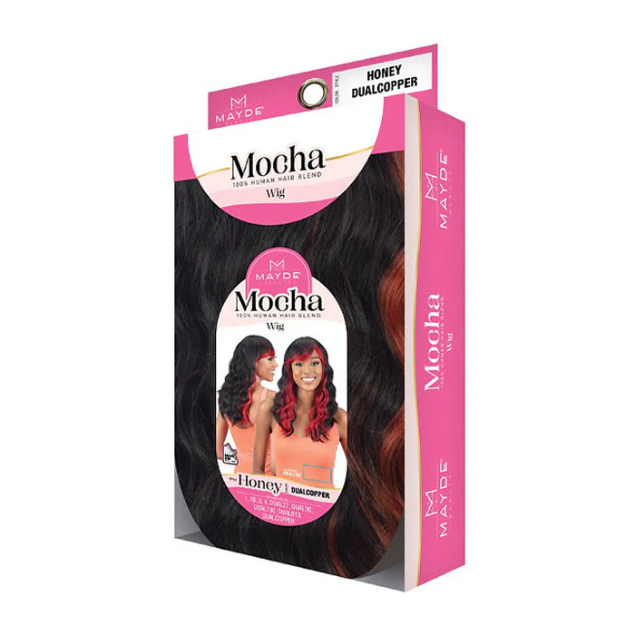 Mayde Beauty Mocha 100% Human Hair Blend Full Wig - HONEY - Image 7