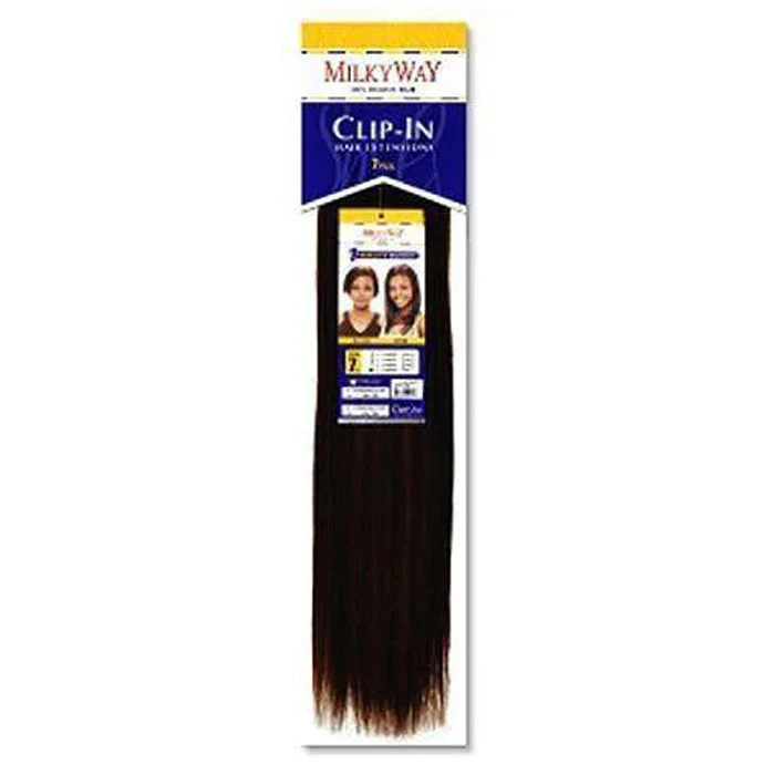 Milky Way Clip-In Human Hair Weave - STRAIGHT 14/18 Inch (7pcs) - Image 3