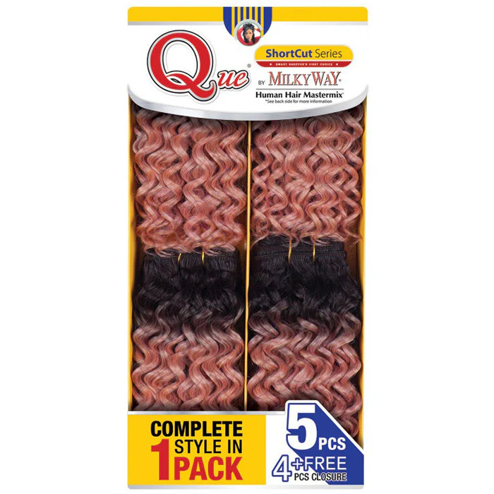 MilkyWay Que Short Cut Human Hair Weave 4 Bundle + Closure - Oprah 5PCS - Image 3