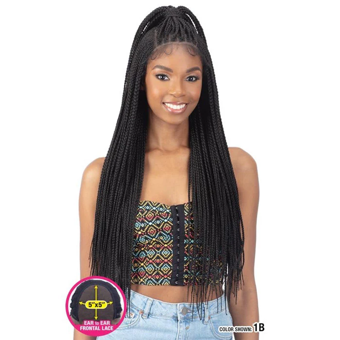 Model Model Braided HD 5x5 Lace Front Wig - PRE STRETCHED BOX BRAIDS - Image 3