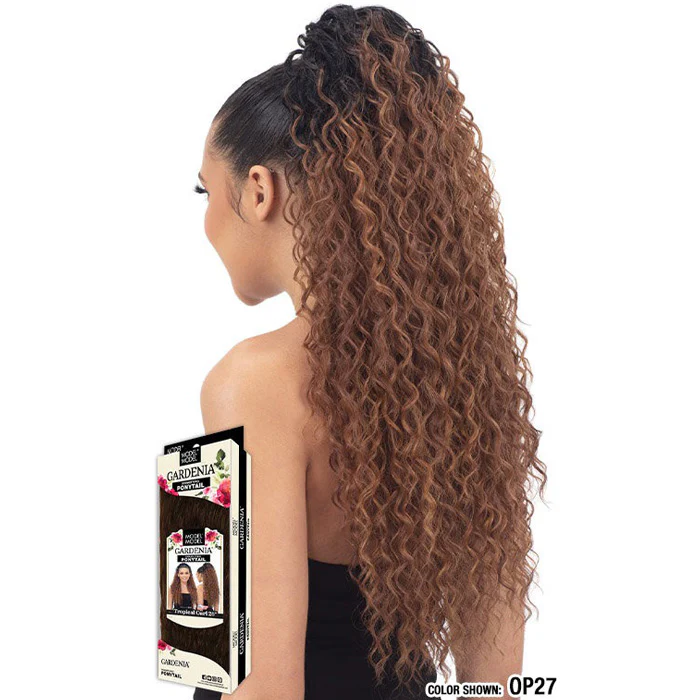 Model Model Gardenia Drawstring Ponytail - TROPICAL CURL 26" - Image 2