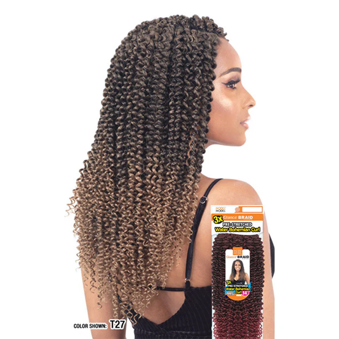Model Model Glance Crochet Braids - PRE-STRETCHED WATER BOHEMIAN CURL 14" 3X - Image 2