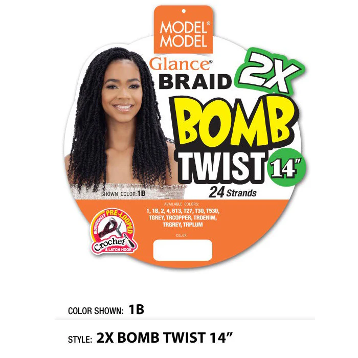 Model Model Glance Pre-Looped Crochet Braid - 2X BOMB TWIST 14" - Image 7