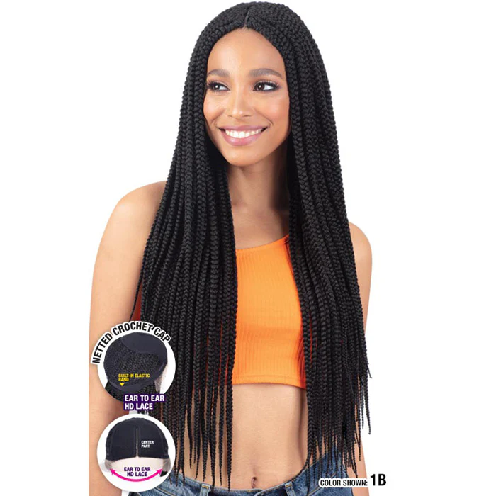 Model Model Klio HD Braided Lace Front Wig - LONG BOX BRAIDS - Image 3