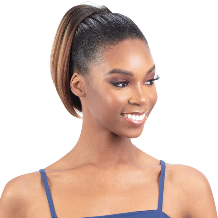 Model Model Miss Divine Human Hair Blend Drawstring Ponytail - YAKI FLIP IN