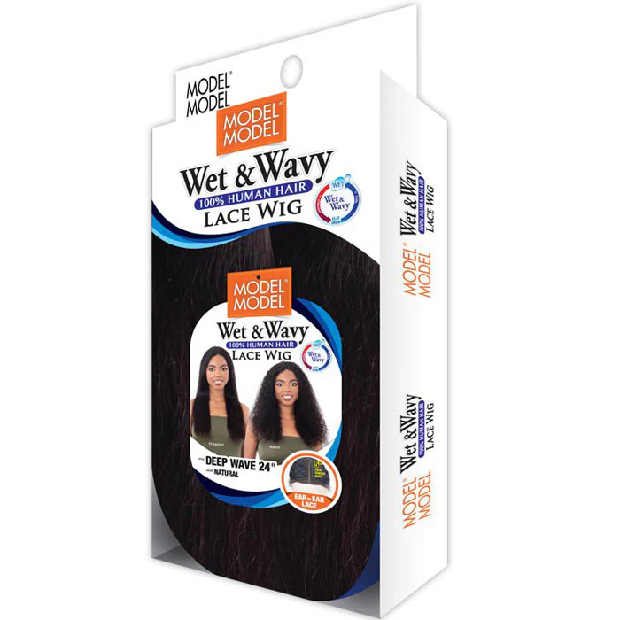 Model Model 100% Human Hair Lace Front Part Wet & Wavy Wig - DEEP WAVE 24 - Image 3