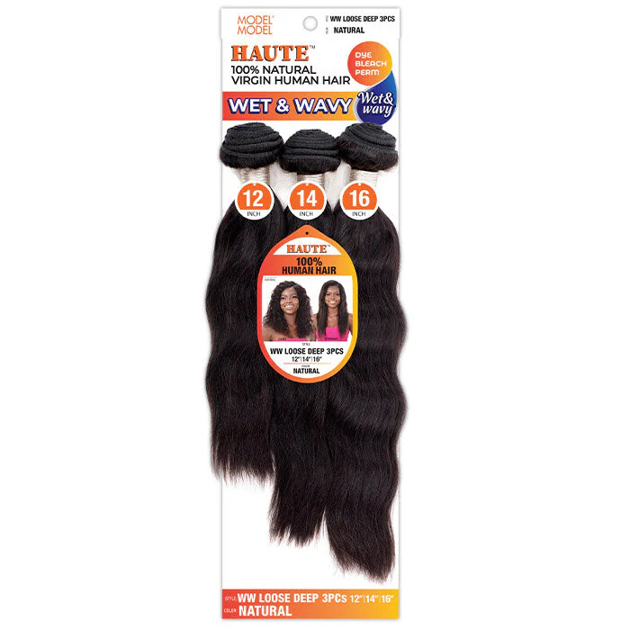 Model Model Haute 100% Virgin Human Hair Wet & Wavy Weave 3pc - LOOSE DEEP - Image 4
