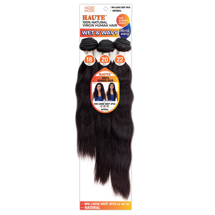 Model Model Haute 100% Virgin Human Hair Wet & Wavy Weave 3pc - LOOSE DEEP - Image 6