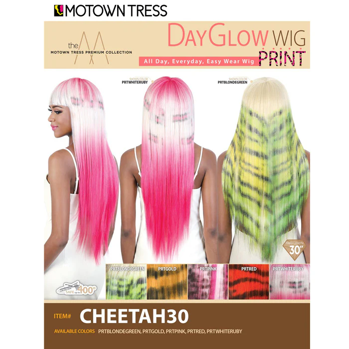 Motown Tress Day Glow Print Wig Full Wig - OL30-CHEETAH 30" - Image 6