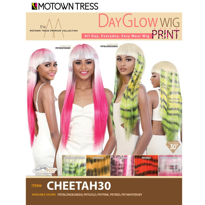 Motown Tress Day Glow Print Wig Full Wig - OL30-CHEETAH 30" - Image 7