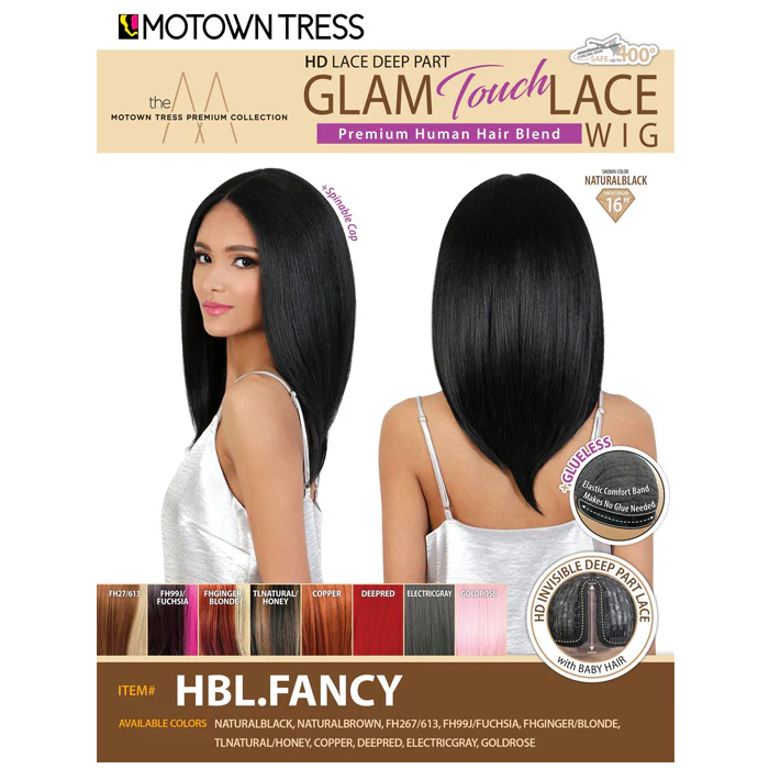 Motown Tress Glam Touch Human Hair Blend Glueless HD Deep Part Lace Wig - HBL FANCY - Image 7