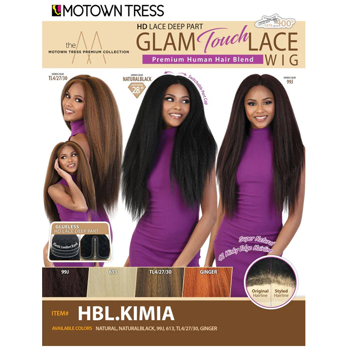 Motown Tress GLAM TOUCH Human Hair Blend Glueless HD Lace Wig - HBL.KIMIA - Image 5