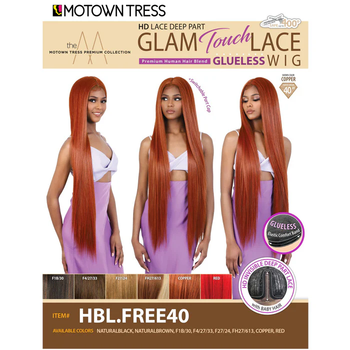 Motown Tress Glam Touch Lace Glueless Human Hair Premium Blend HD Lace Deep Part Wig - HBL.FREE40 - Image 4