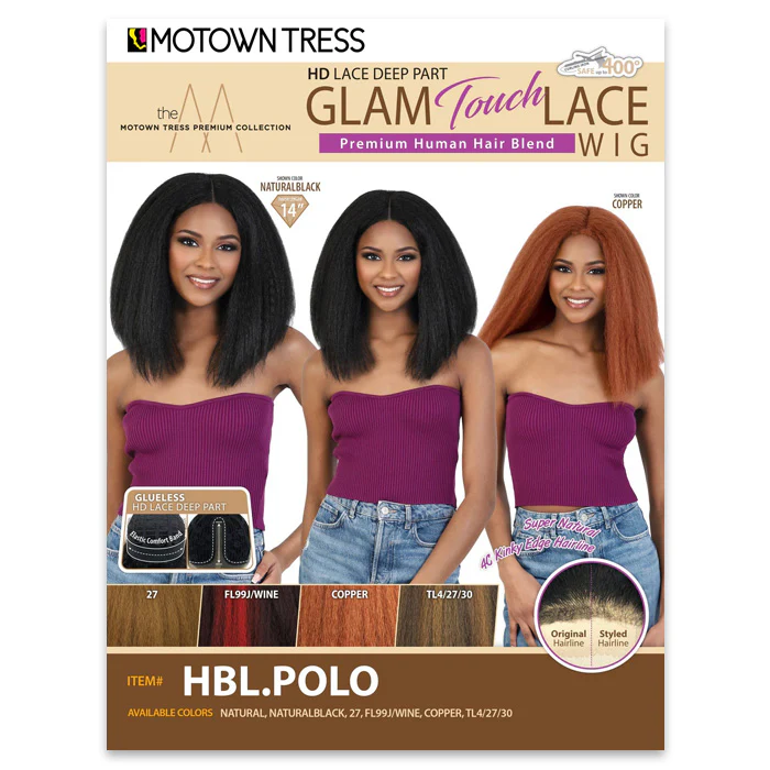 Motown Tress Glam Touch Lace Glueless Human Hair Blend HD Lace Deep Part WIG - HBL.POPO - Image 8