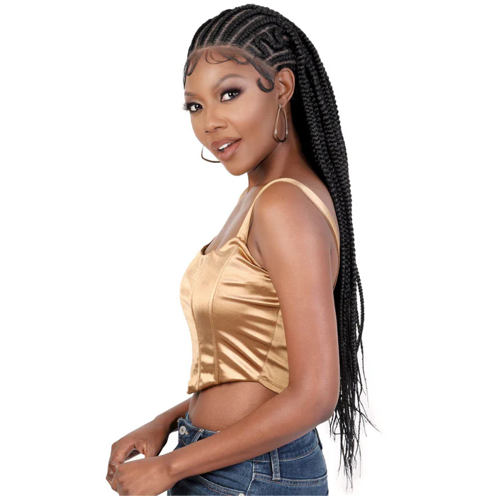 Motown Tress Glueless Hand-Braided HD Whole Hand-Tied Lace Wig - WLB.HEART - Box Braid Flat Twist Top - Image 6