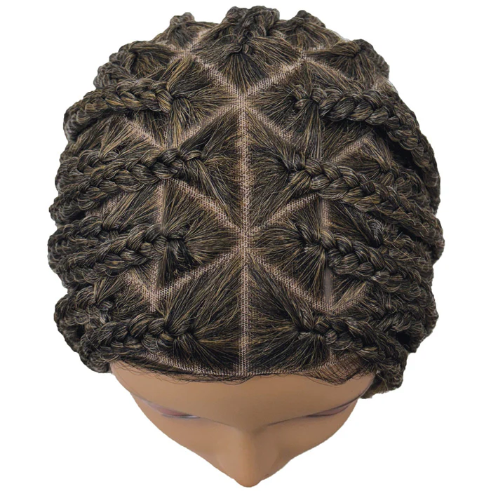 Motown Tress Glueless Hand-Braided HD Whole Hand-Tied Lace Wig - WLB.TRIBOX - Box Braid Triangle Method - Image 8